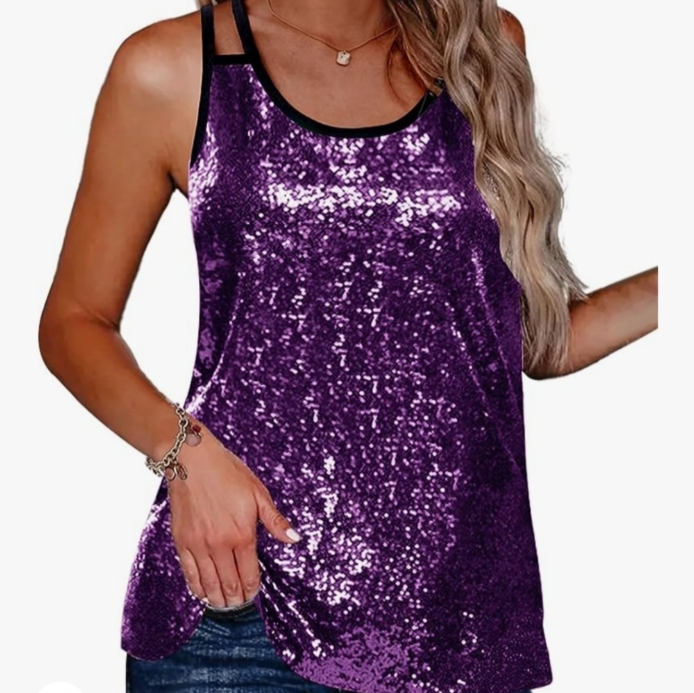Zeagoo Women's Sleeveless Sparkle Shimmer Camisole Sequin Tank.